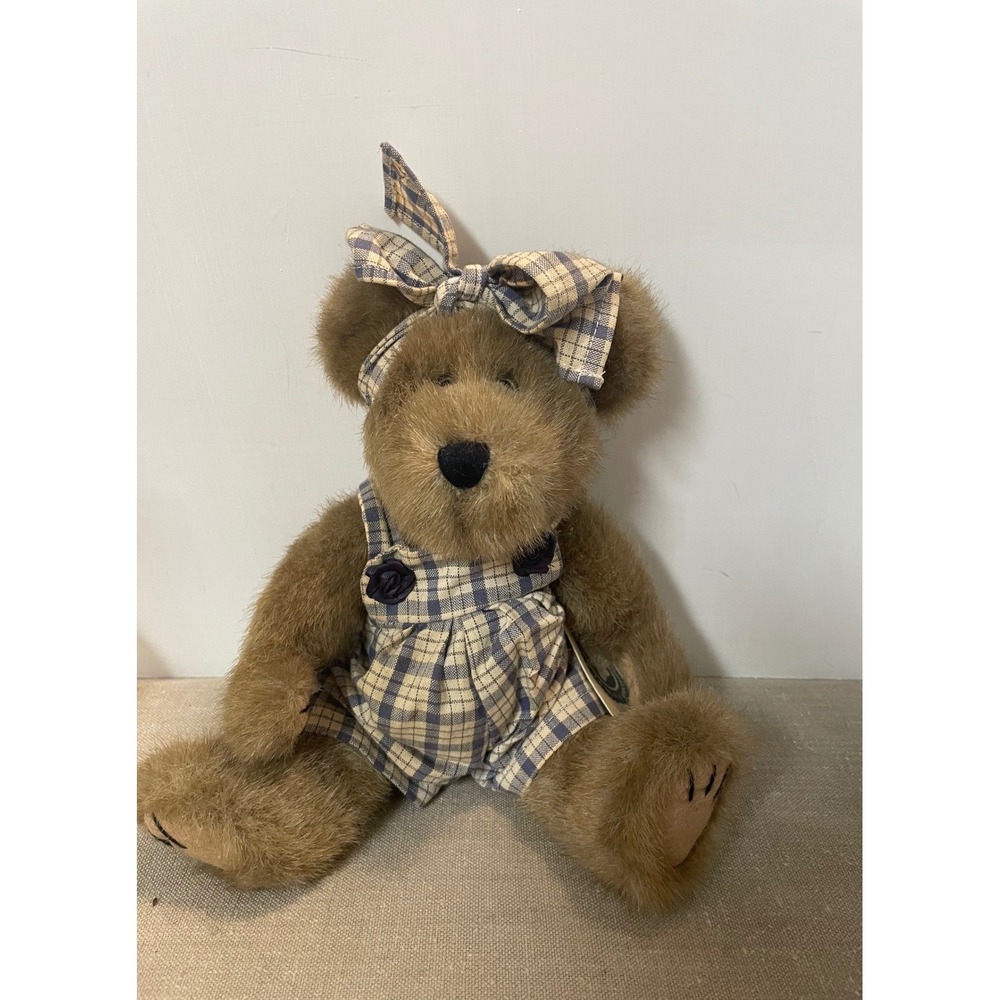 Boyds Bears Brooke B Bearsley Plush Teddy‎ Bear Plaid Romper Bow 917400 Vintage